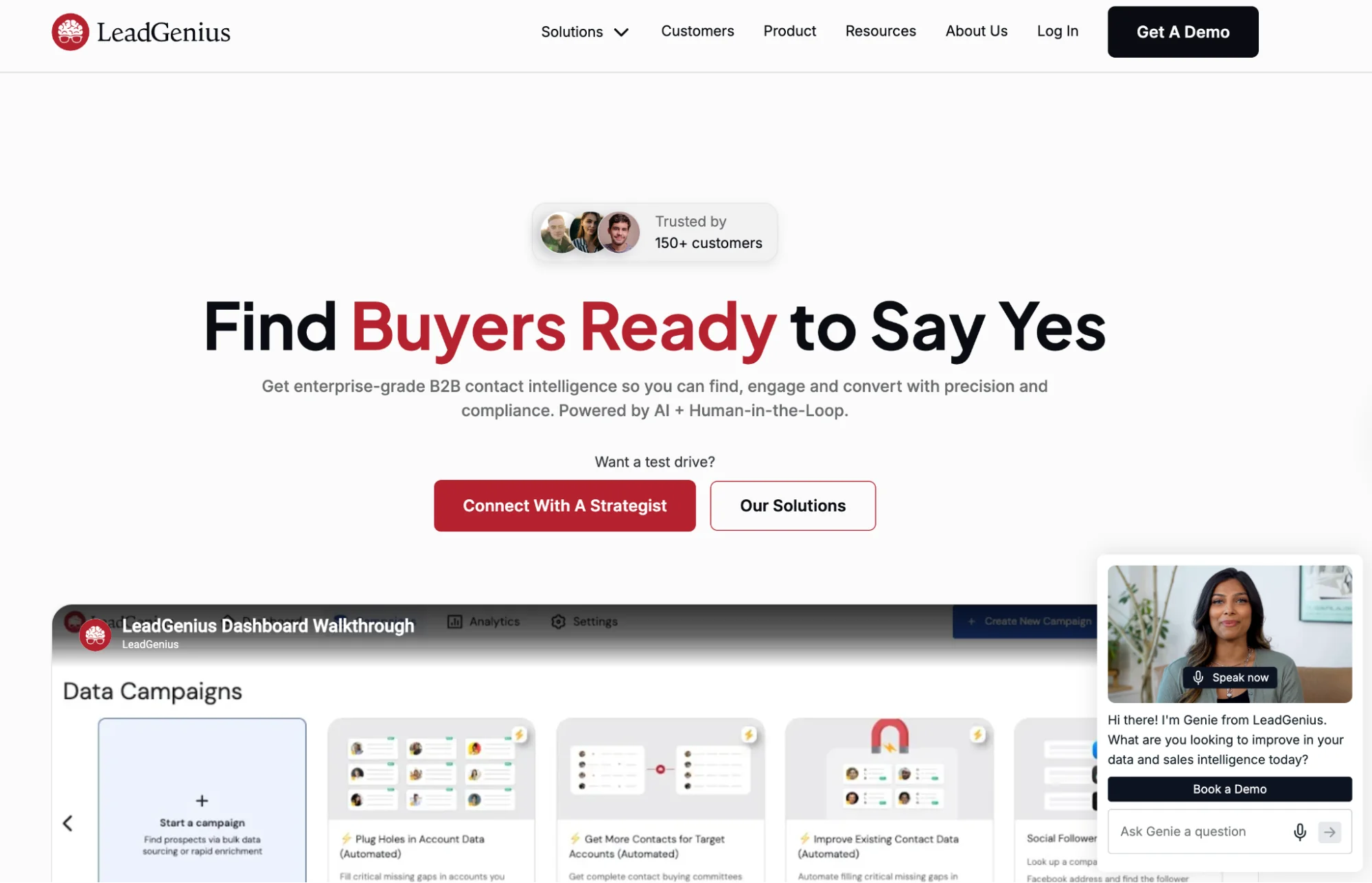 LeadGenius homepage: AI and human-powered B2B contact data and prospect lists
