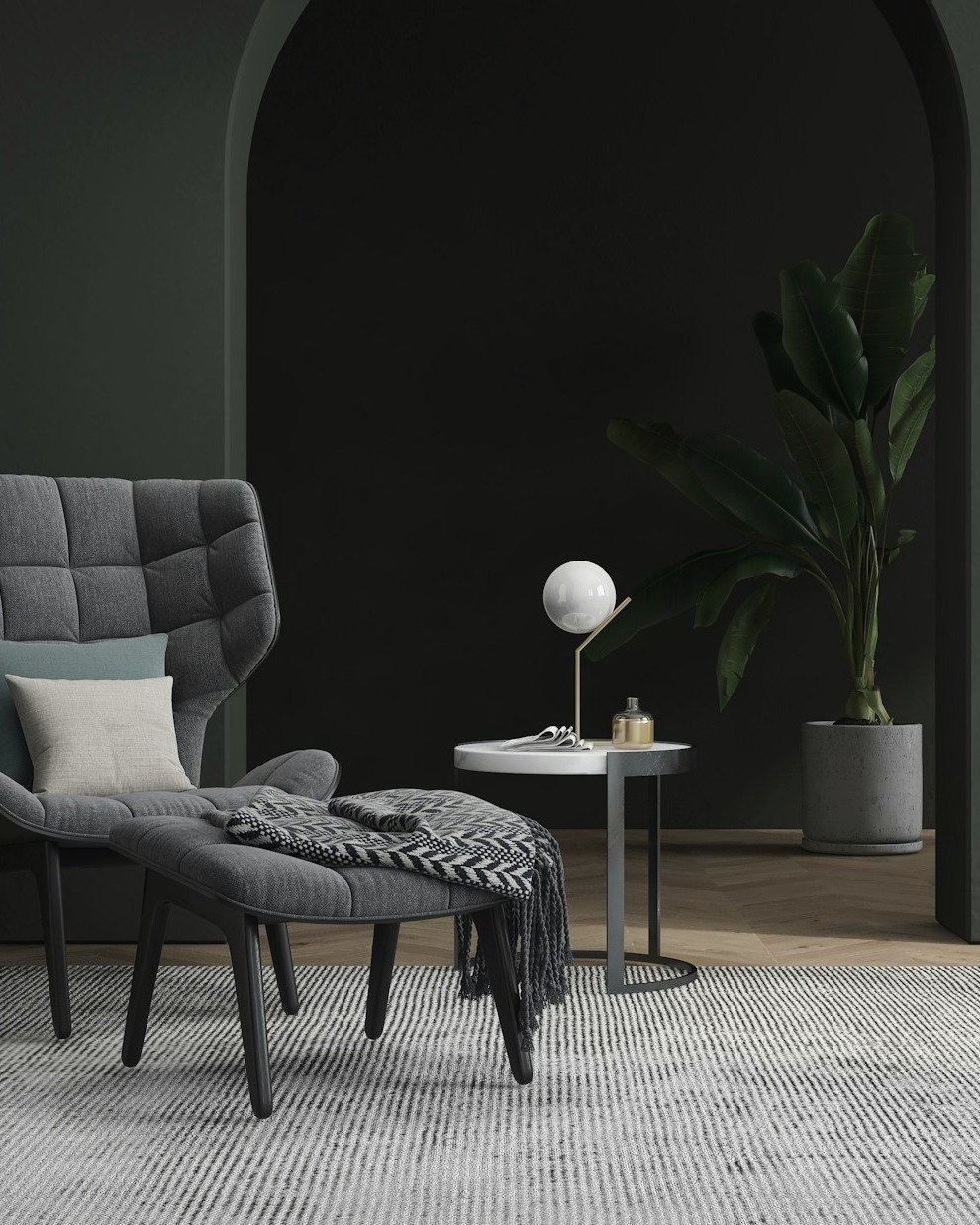 A lounge chair in a living room
