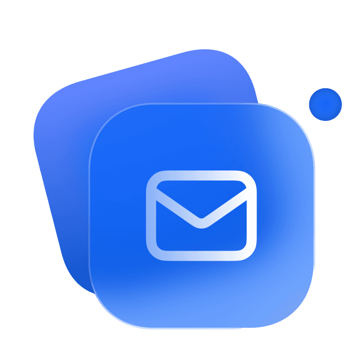 Izometrikus illusztráció. kék színekben, az ikon rajta egy nyitott borítékot ábrázol.