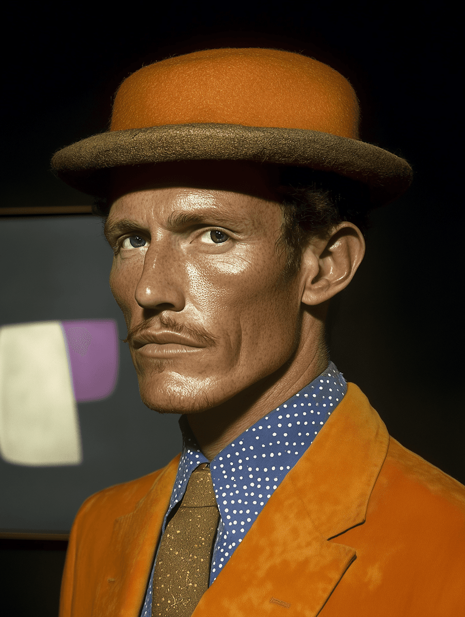Man in Orange Hat and Jacket