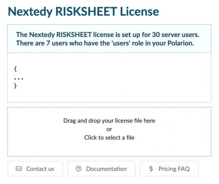 License upload screenshot