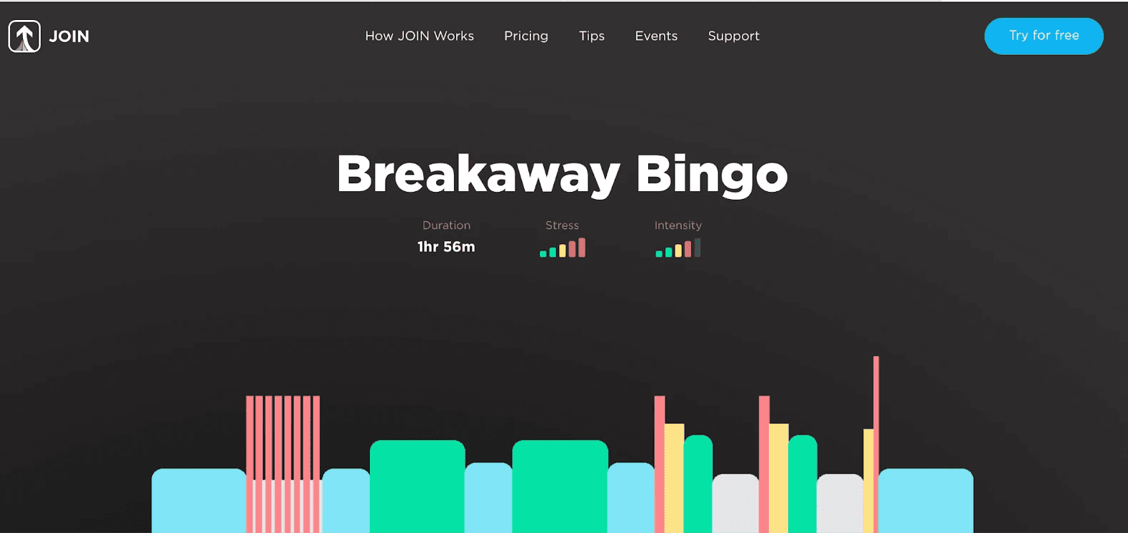 Screen image of JOIN Breakaway Bingo workout