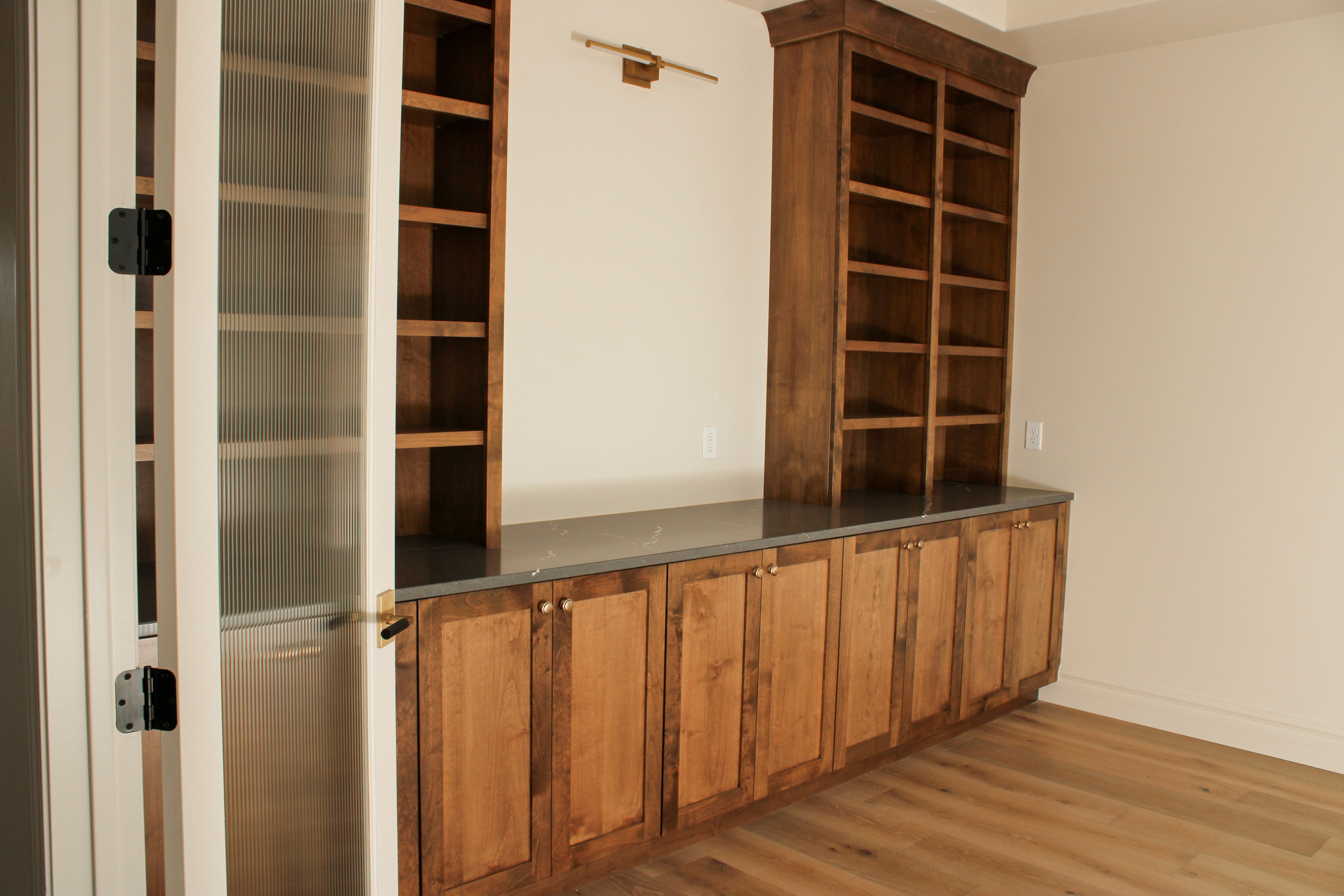 Office space with built-in cabinetry in a St. George, Utah home.