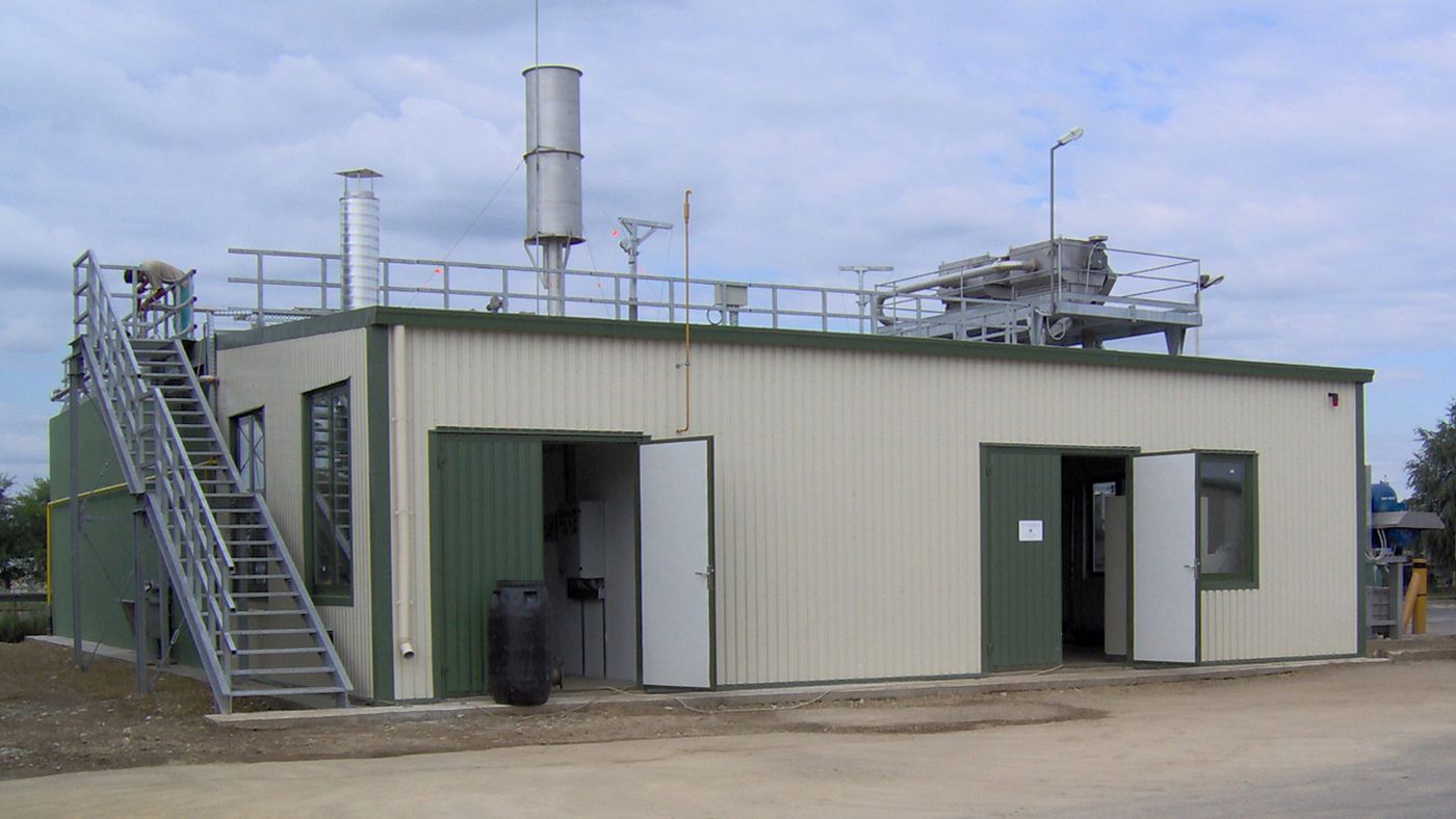 Treatment building at the KELET-FOOD legume and corn processing wastewater plant, Nyírszőlős, Hungary