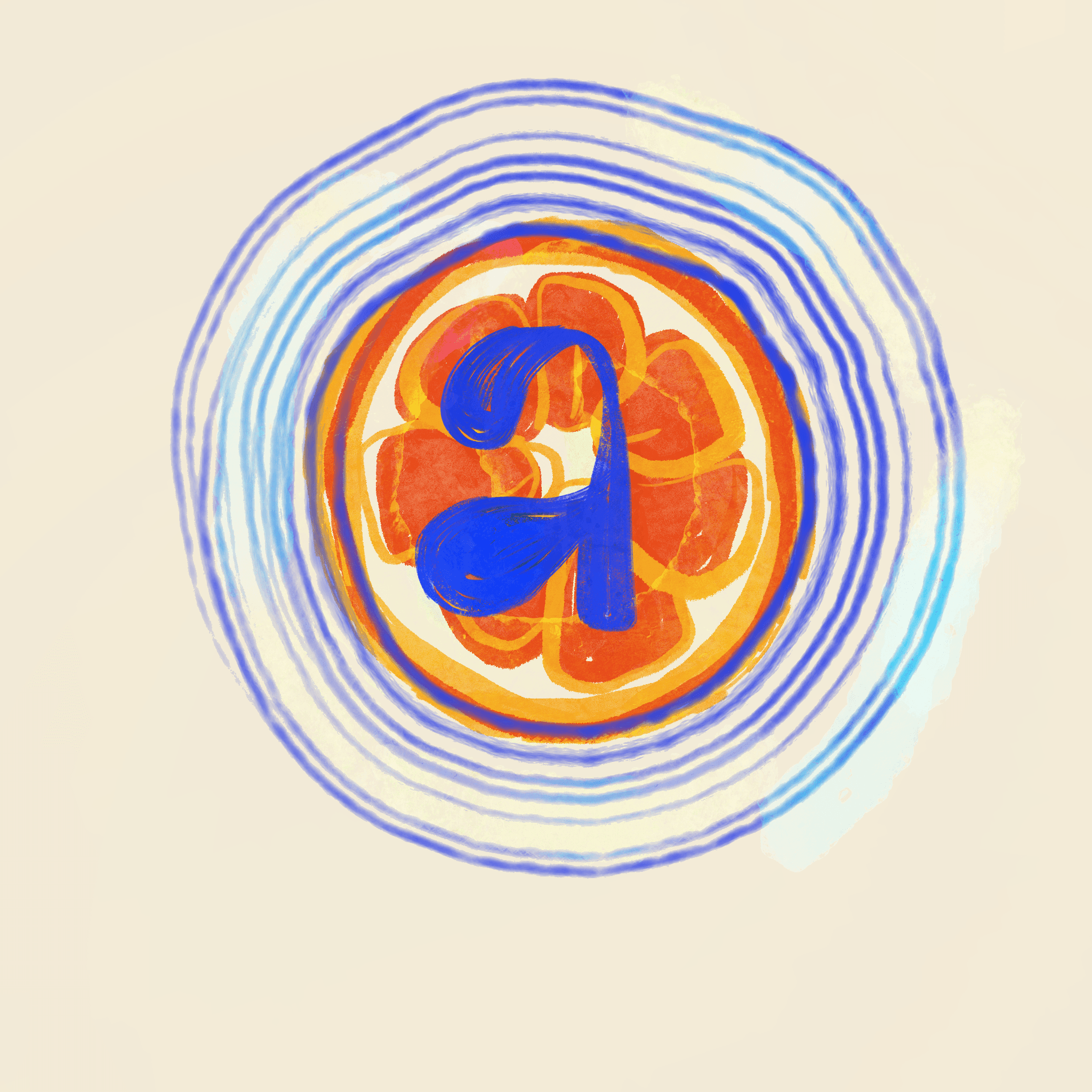 Abstract glowing orange book-shaped form on a dark background