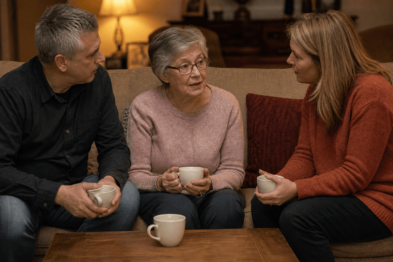 Family reviewing care plan notes together after a parent dementia diagnosis