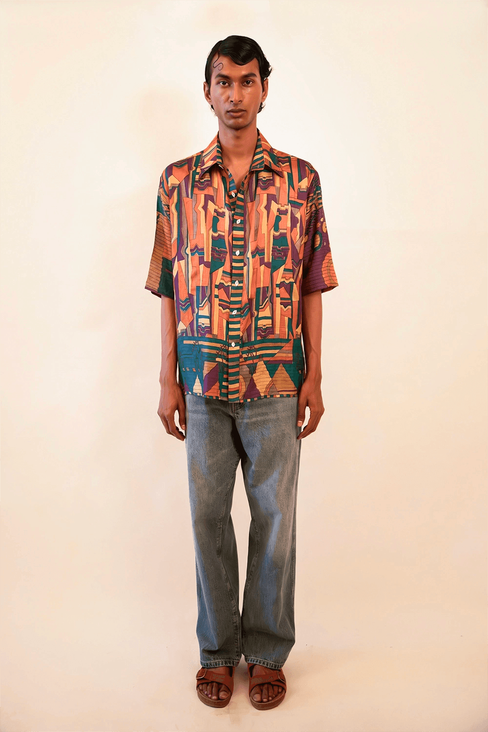 Raga is our one-of-a-kind oversized multi-colour printed shirt, handcrafted by skilled artisans in-house using a one-of-a-kind vintage silk saree.