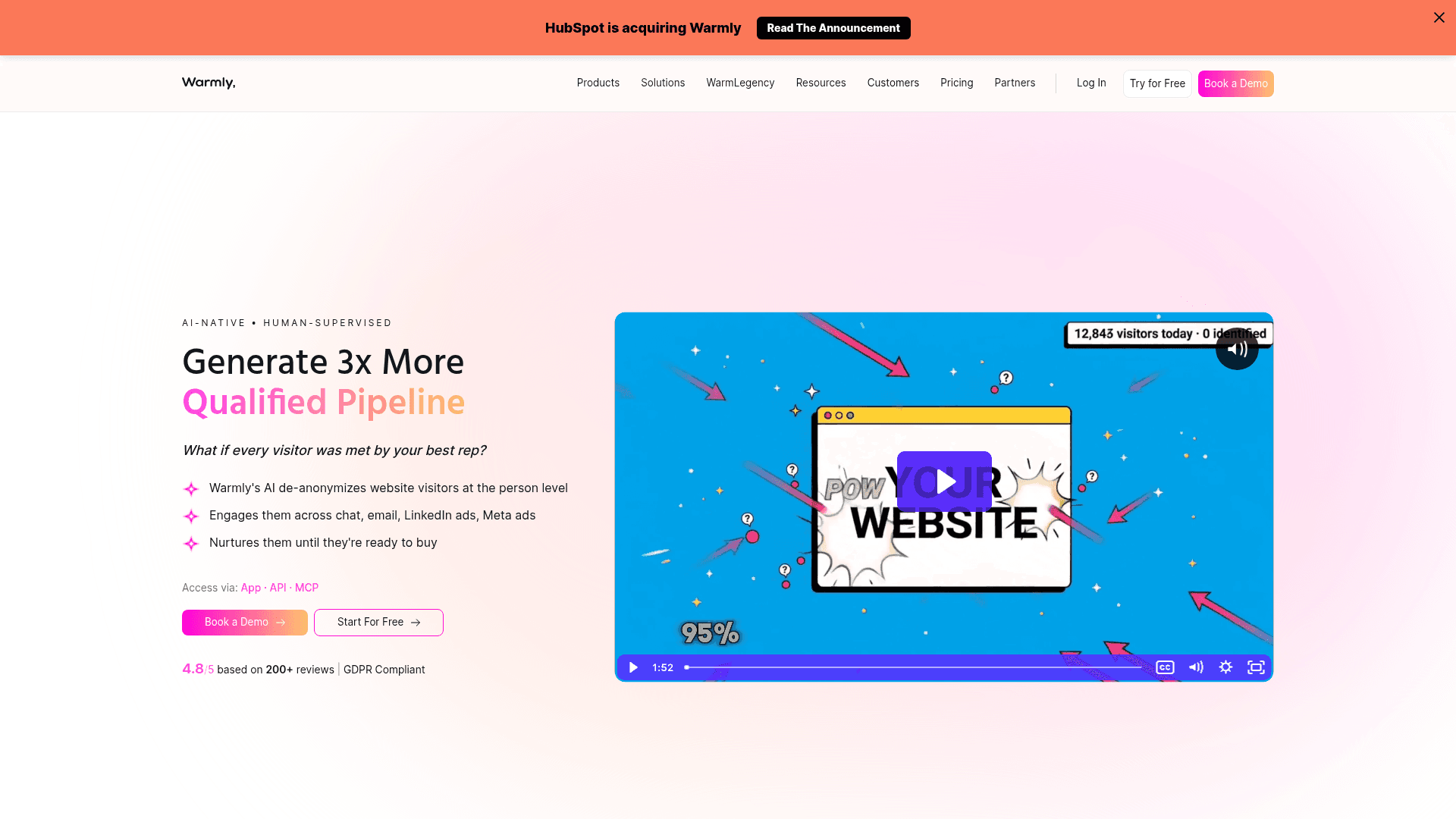 Screenshot of https://warmly.ai