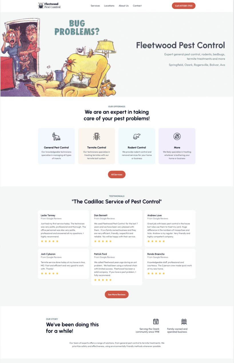 Fleetwood Pest Control Website