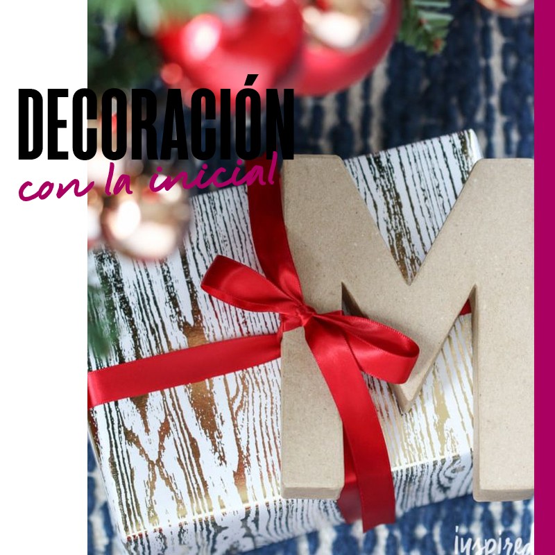 Envolturas de regalos de navidad - Decoración con la inicial | Fuente: Google Images