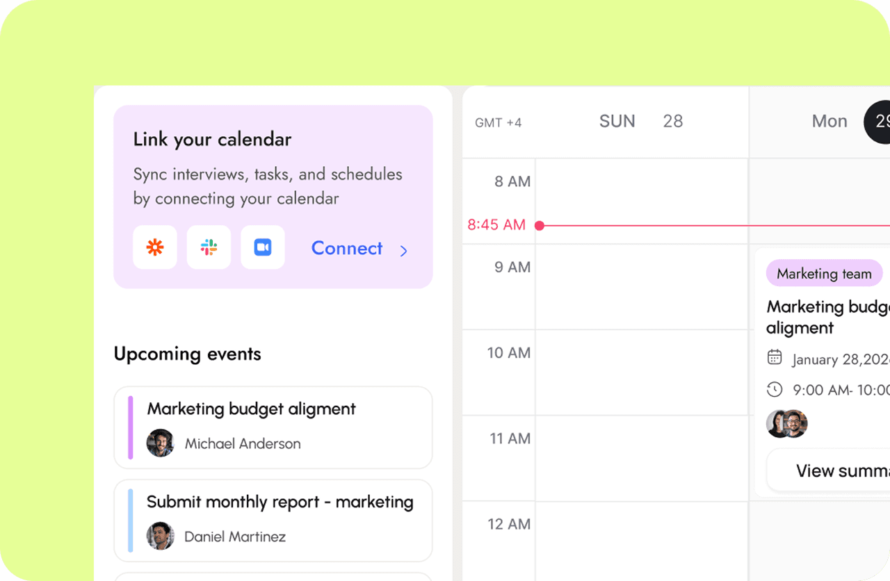 Meeting calendar interface