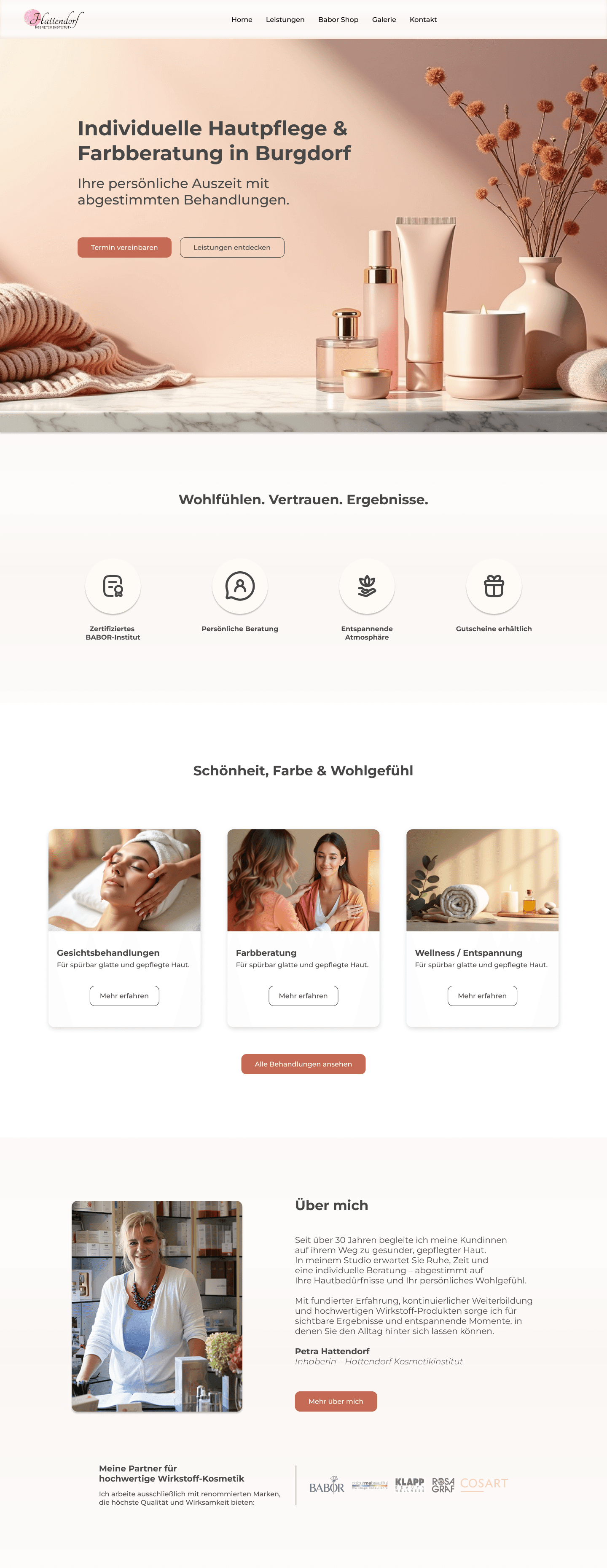 Finales Webdesign mit Produktbildern, eleganter Typografie und harmonischen Farben.