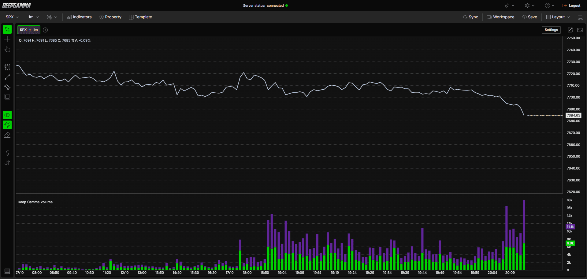 Option Volume - DeepGamma Web. Platform interface screenshot 1.