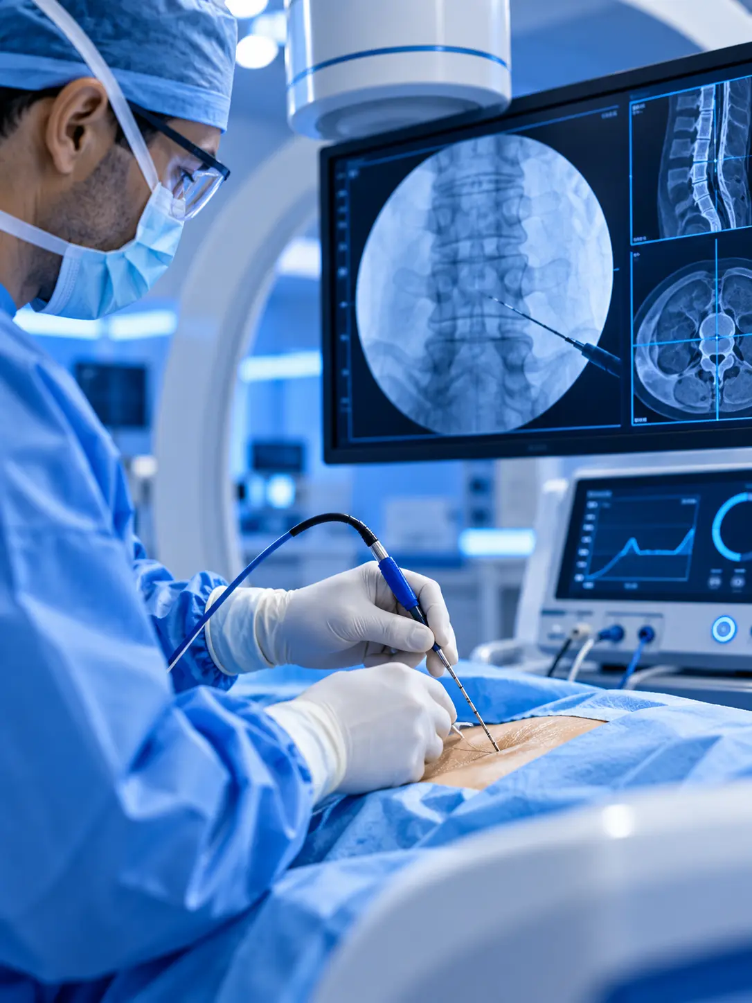 Image-guided radiofrequency ablation procedure for chronic pain management