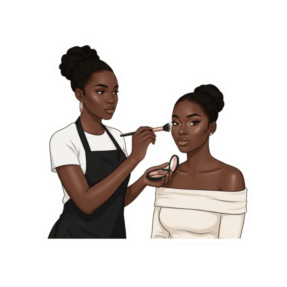 Illustration of a makeup artist applying makeup for beauty bookings on Bukeen