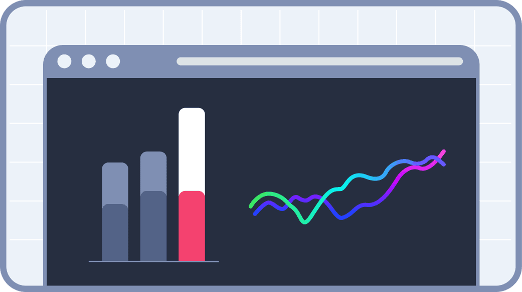 A digital graphic displaying a financial data analysis with a circular graph and chat bubble highlighting 58,211 for the current week, alongside a bar chart comparing current and previous week trends.