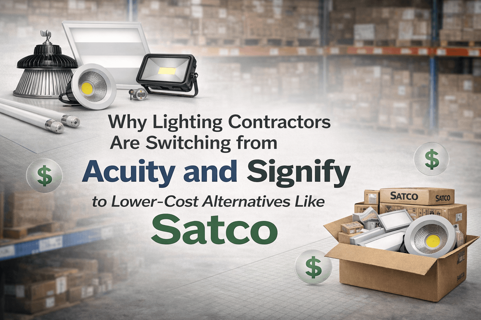 text with lights in the background about why companies choose Satco