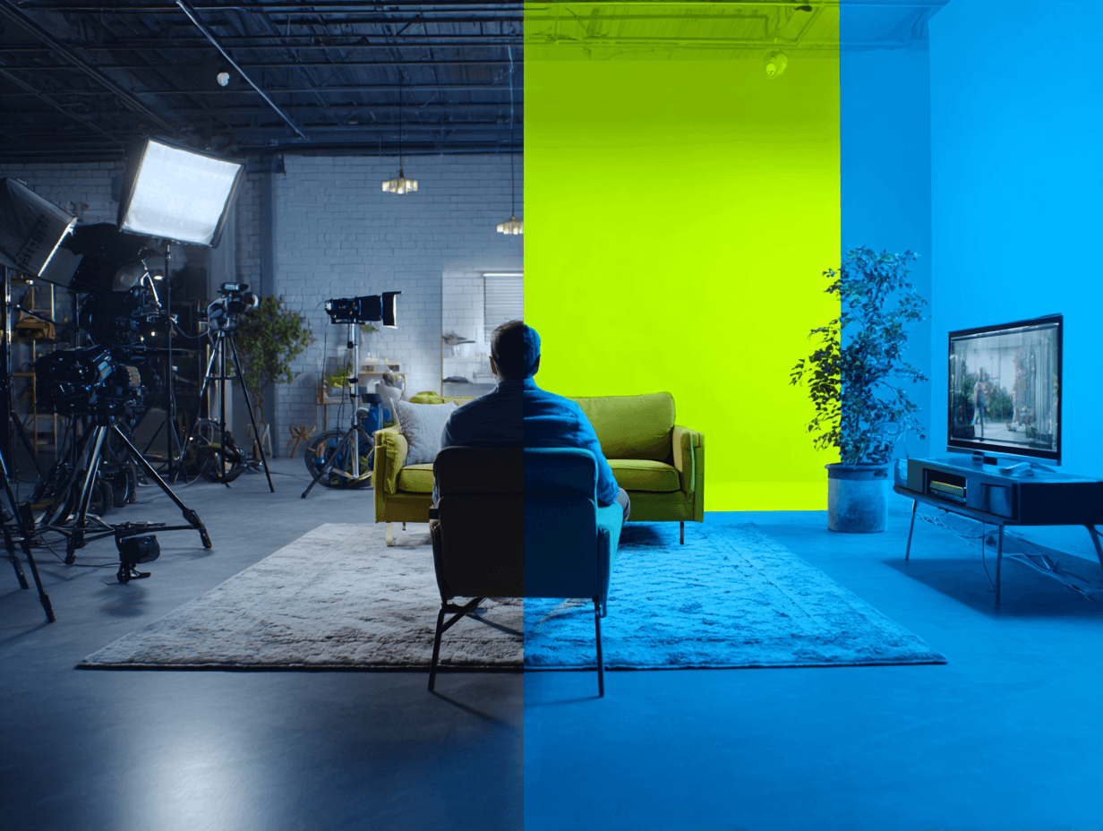 Side by side of a camera and an ad set up