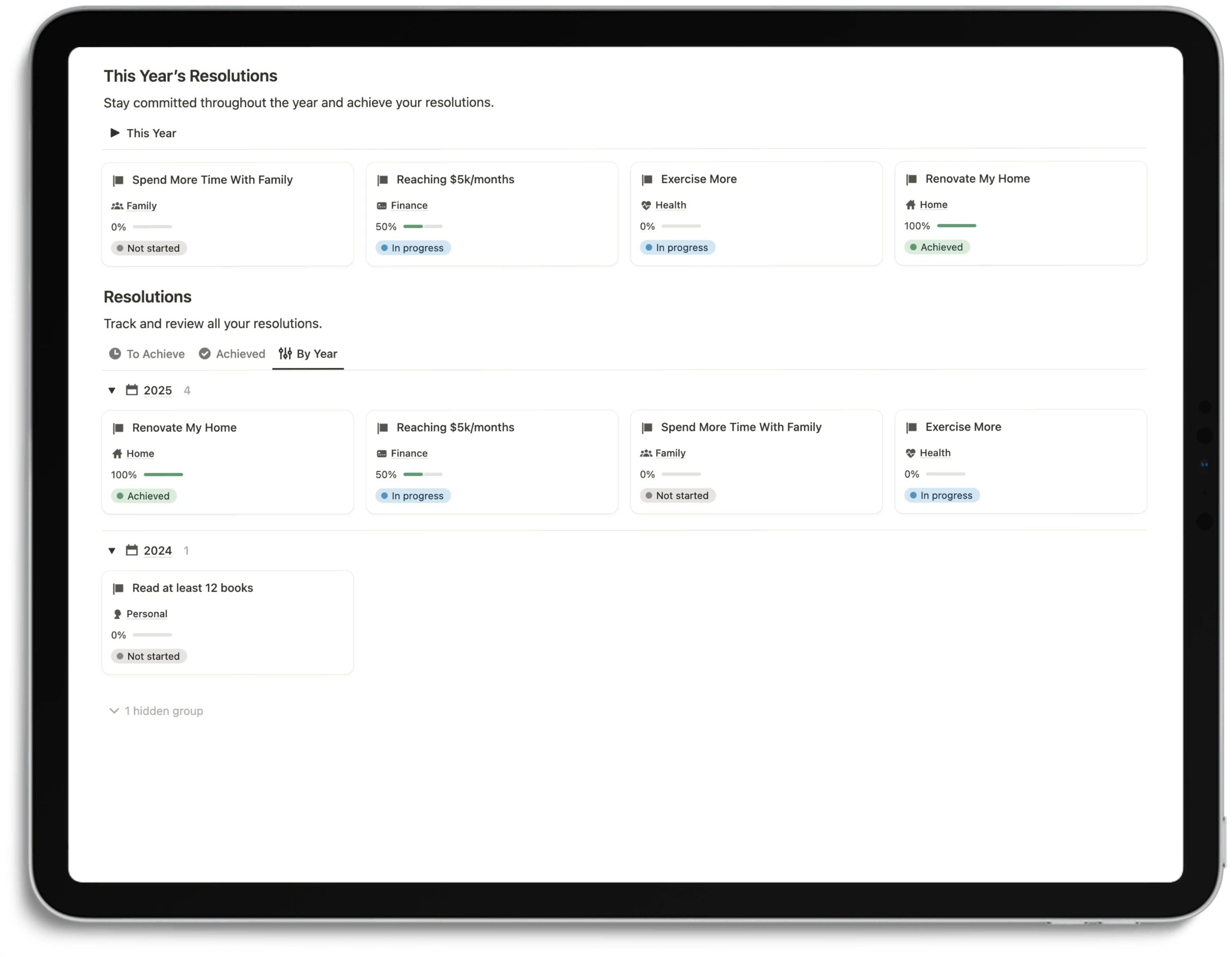 Notion Life Planner - Feature Resolution