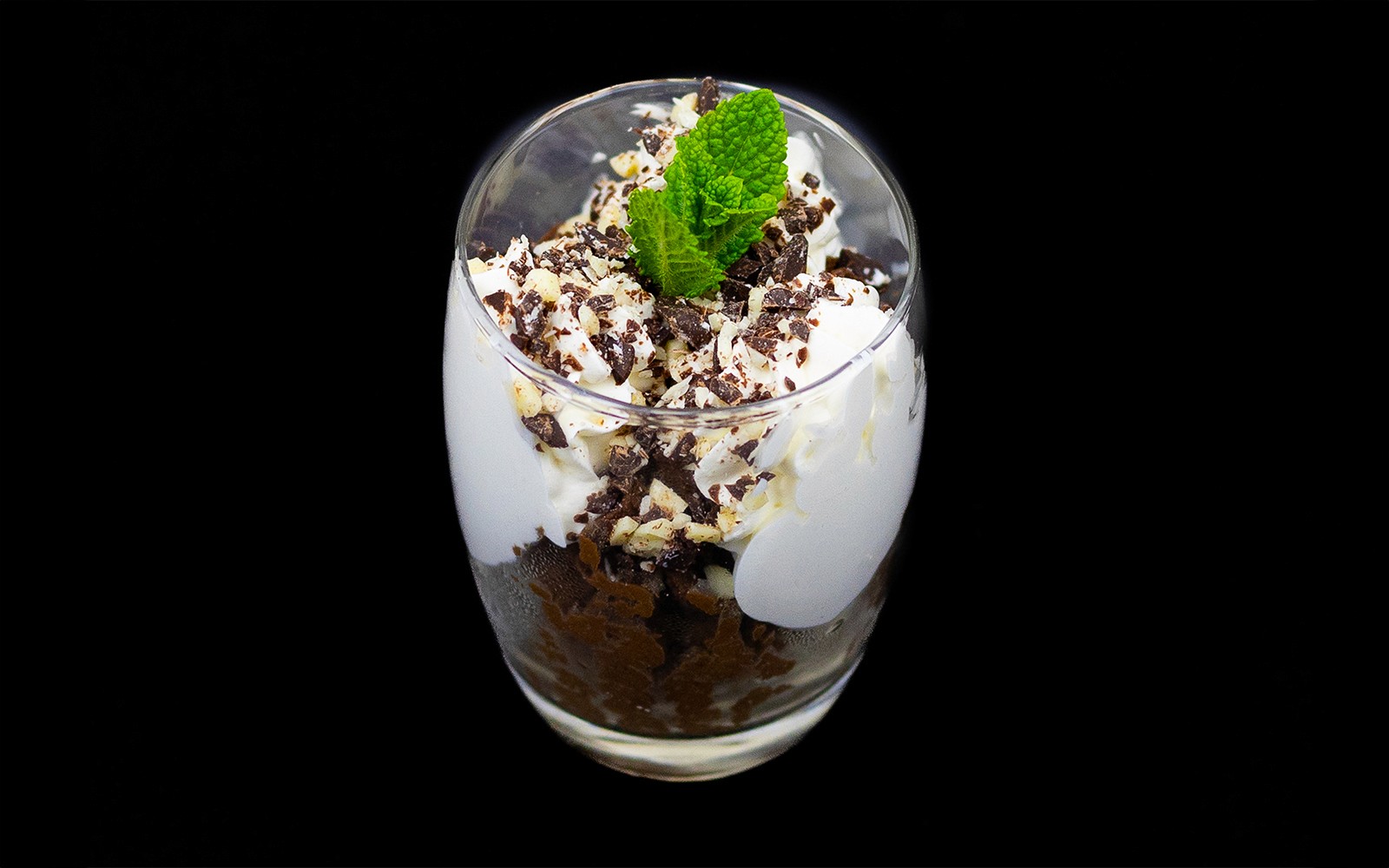 Dessert with whipped cream and chocolate shavings on Budapest Dinner Cruise.