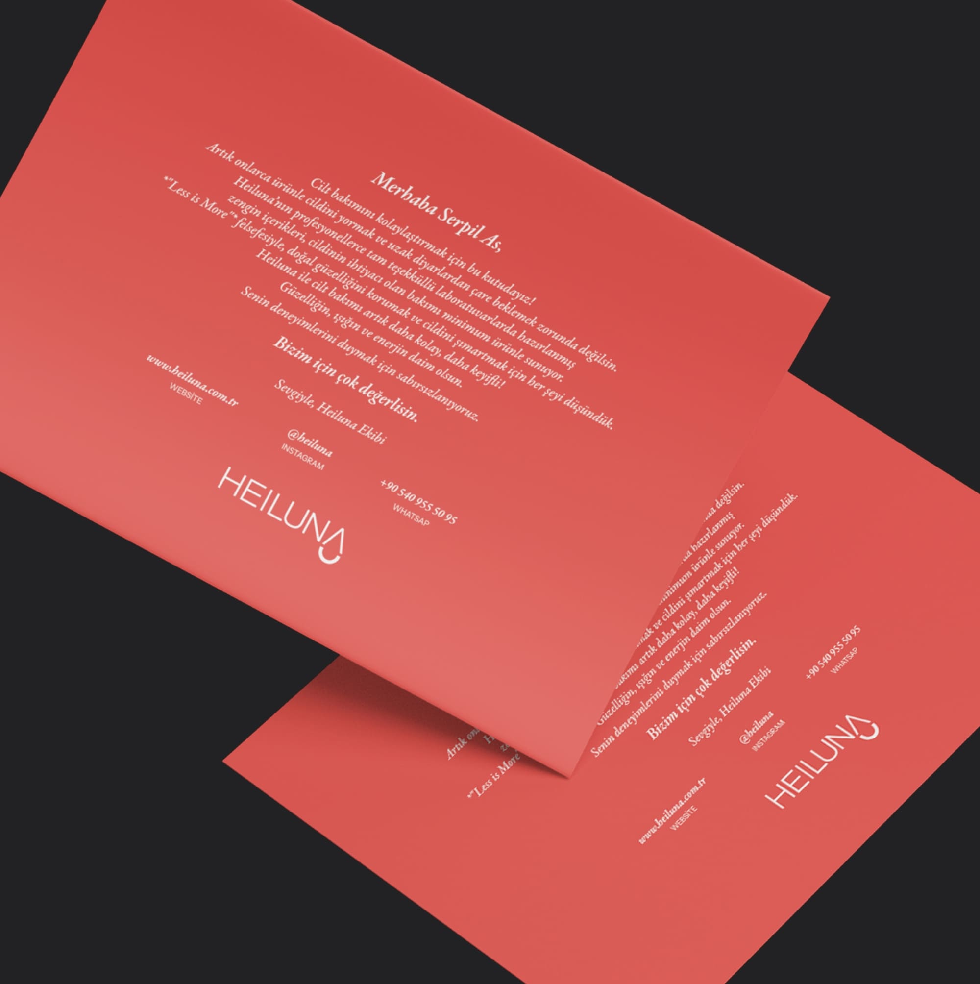 Heiluna Skincare Invitation Card Luxury Cosmetic Packaging Design by The Ocean Design