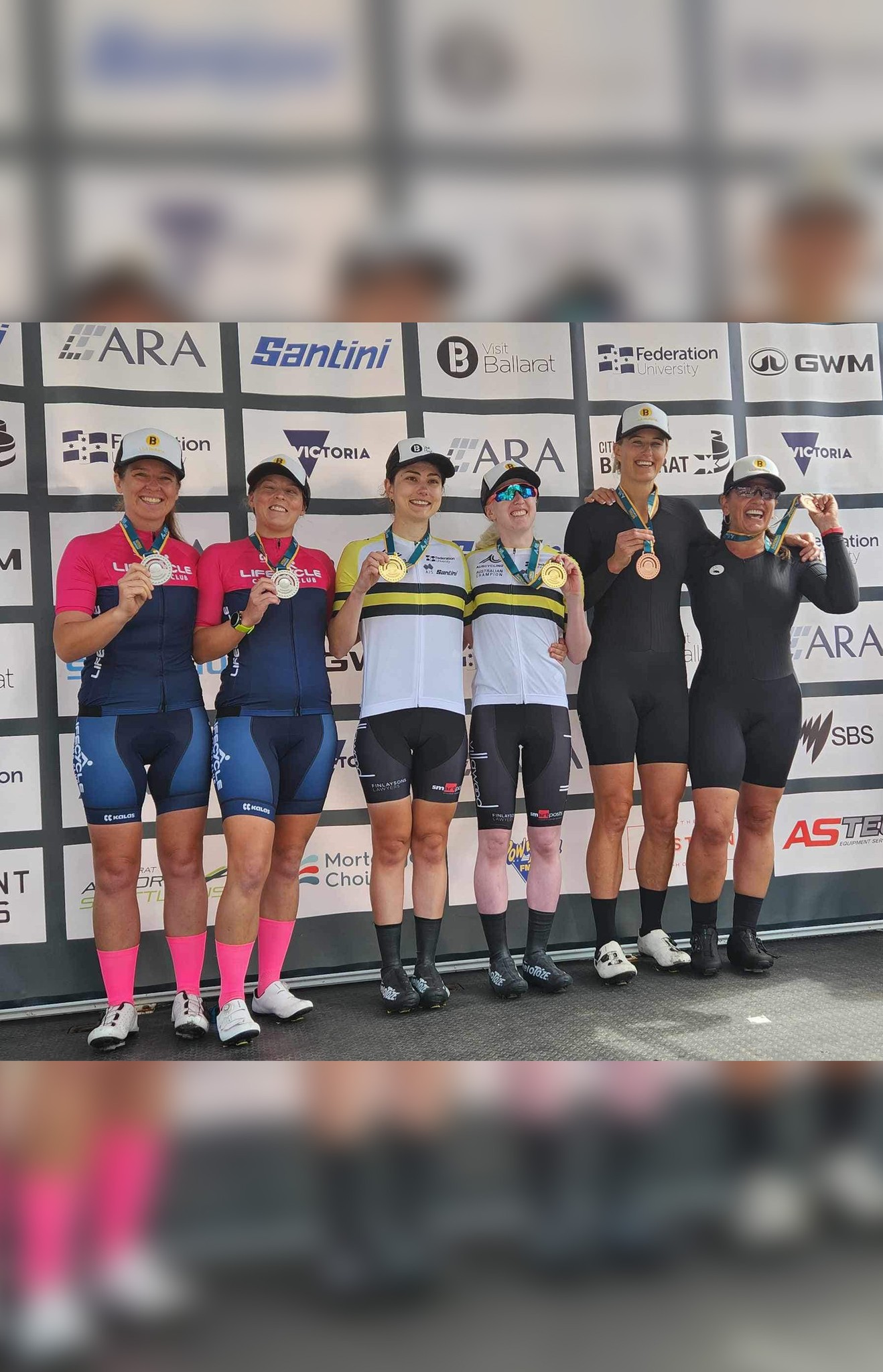 Bronze medal podium shot. Lily and Jay pictured with other medalists at Australian national Championships, Ballrat