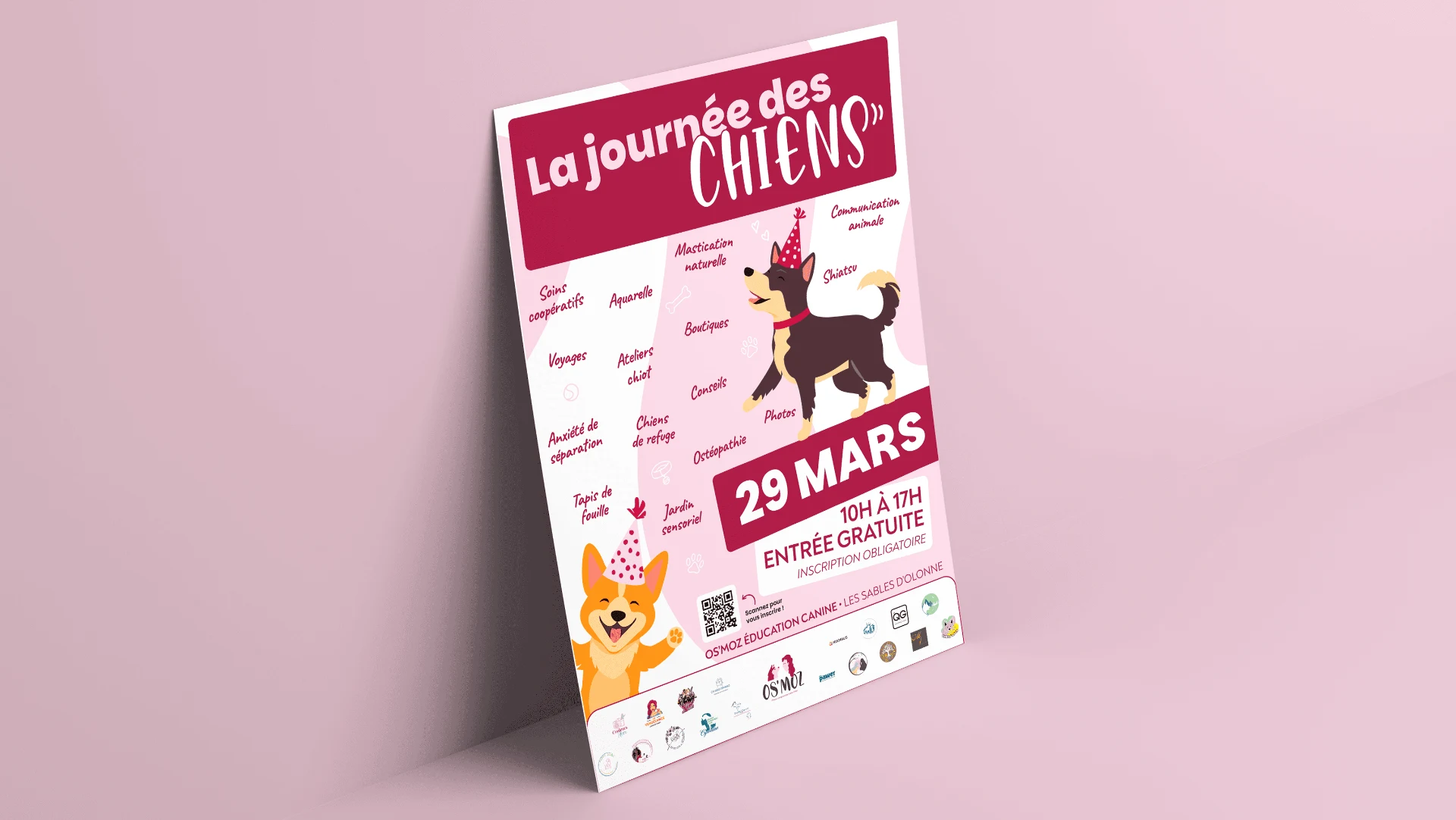 Affiche pour évènement Os'Moz, centre d'éducation canine aux Sables d'Olonne
