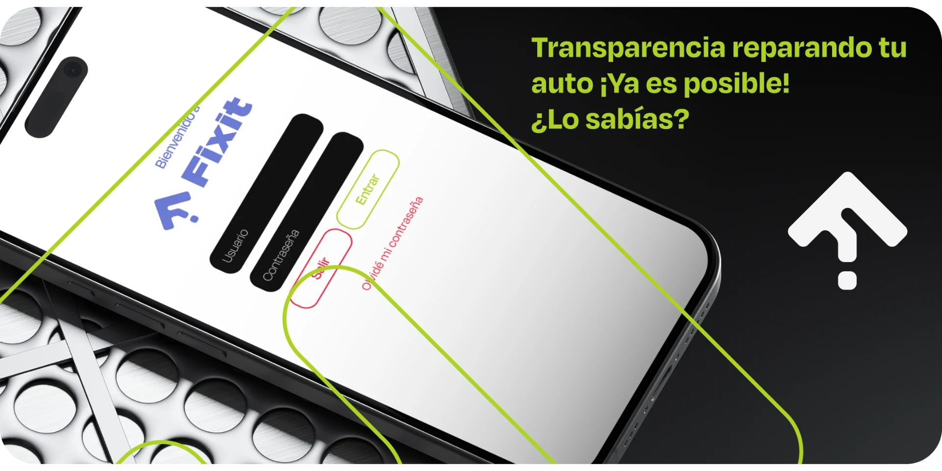 FIXIT app screen on phone — vehicle repair transparency messaging