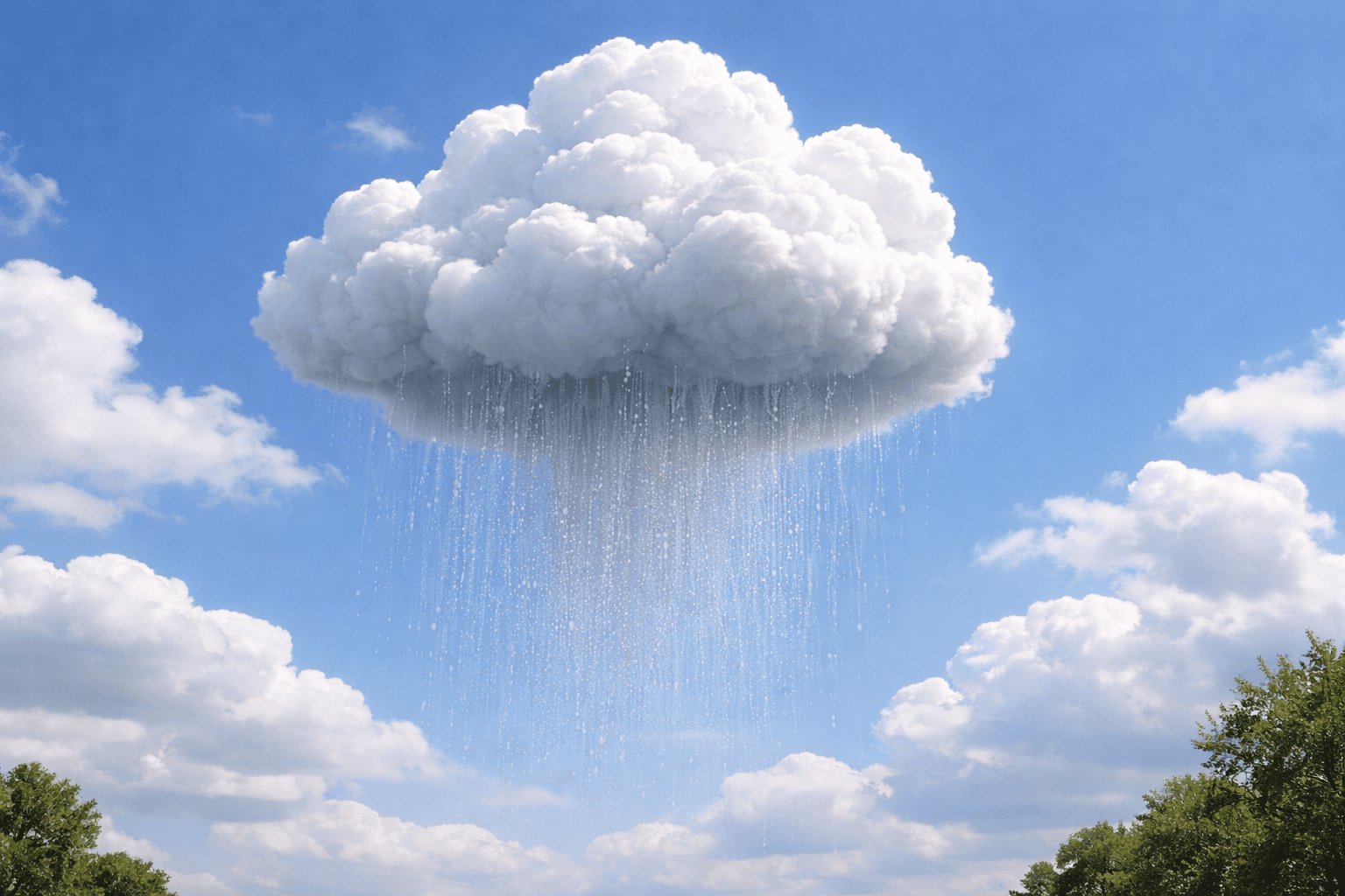 Clear blue sky with a singled out rainy cloud