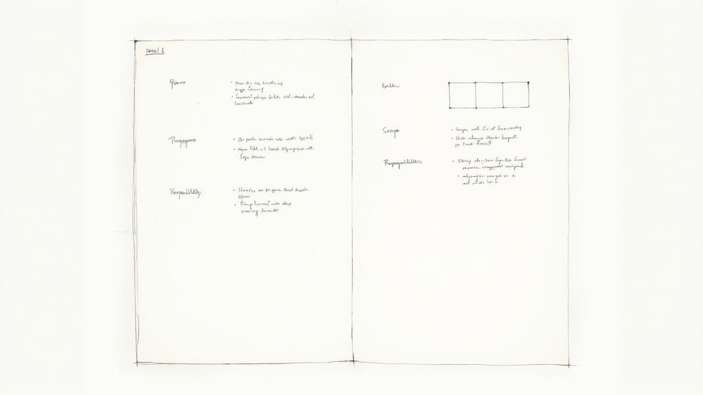 A handwritten document titled 'Level 1' outlining a standard operating procedure for template creation and management.