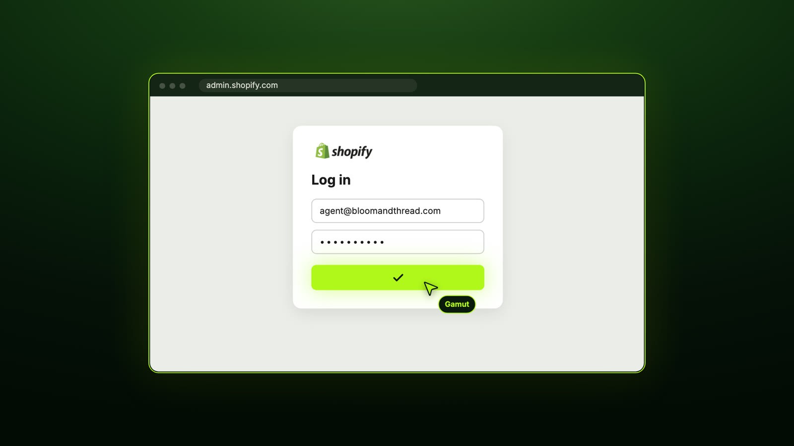 The AI agent opening a browser and logging into Shopify like a person would