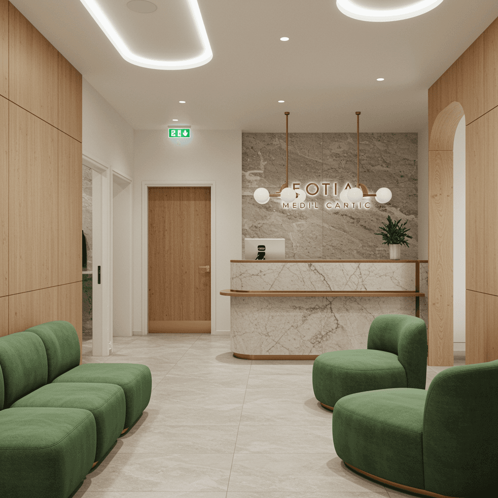 Woman in a beige turtleneck by an old computer and TV, retro 80s office portrait.