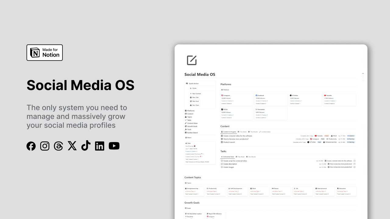 Notion Social Media OS template