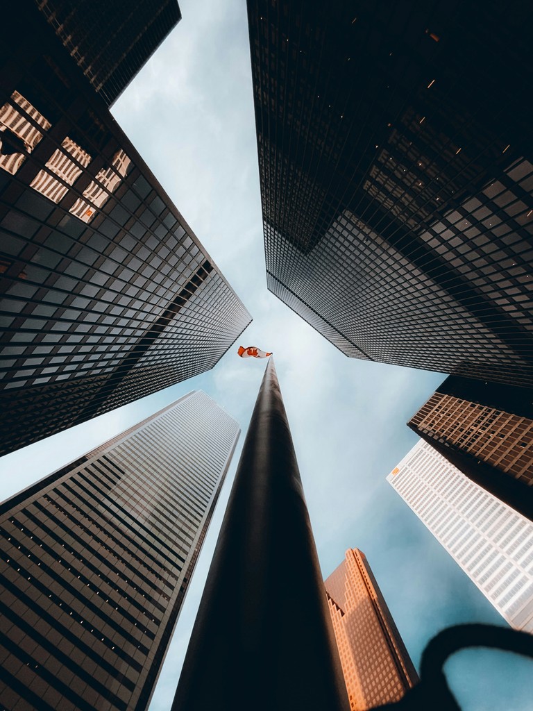 Worm's eye view of city highrise during daylight