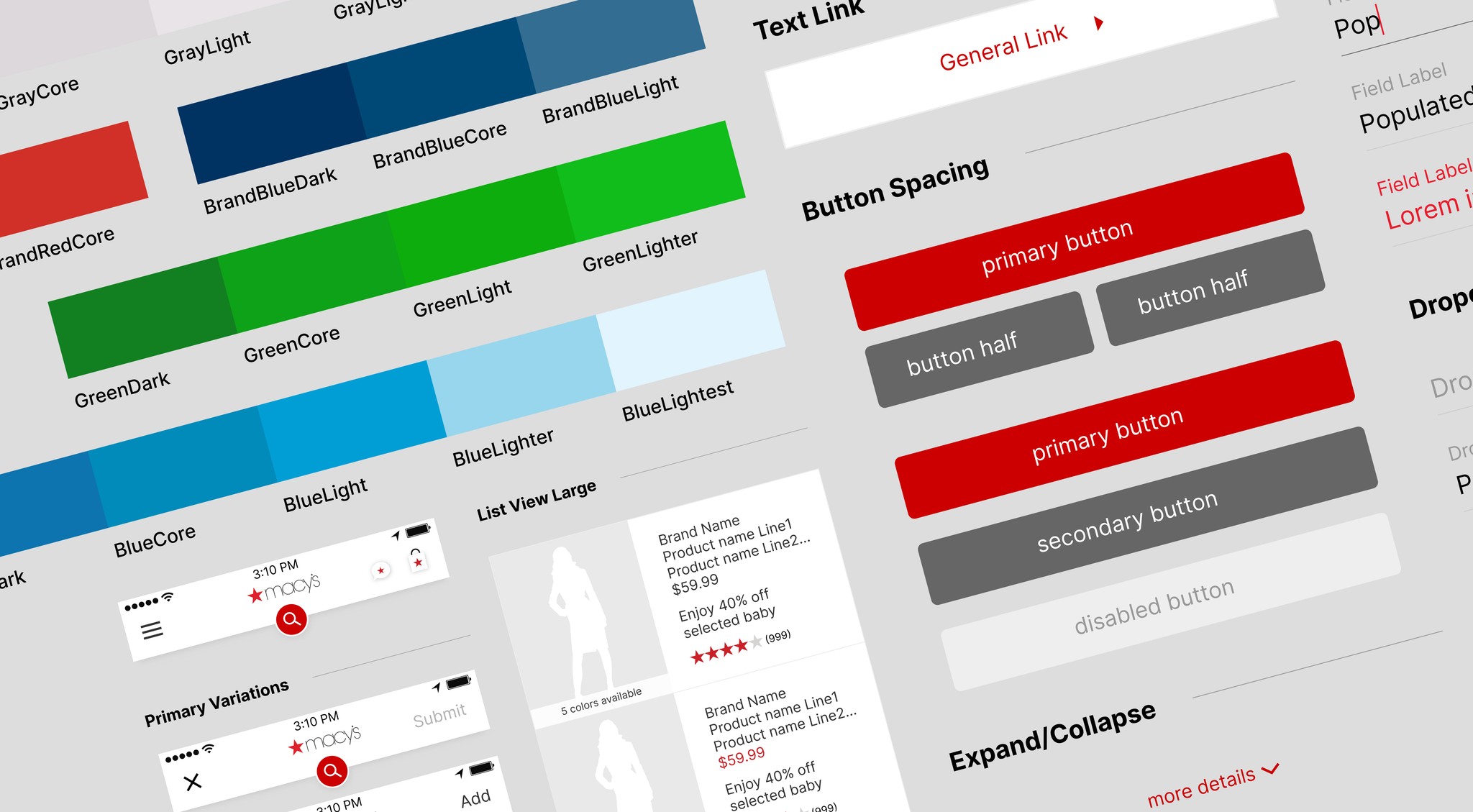 Macy's Design System elements assembled in a thumbnail image