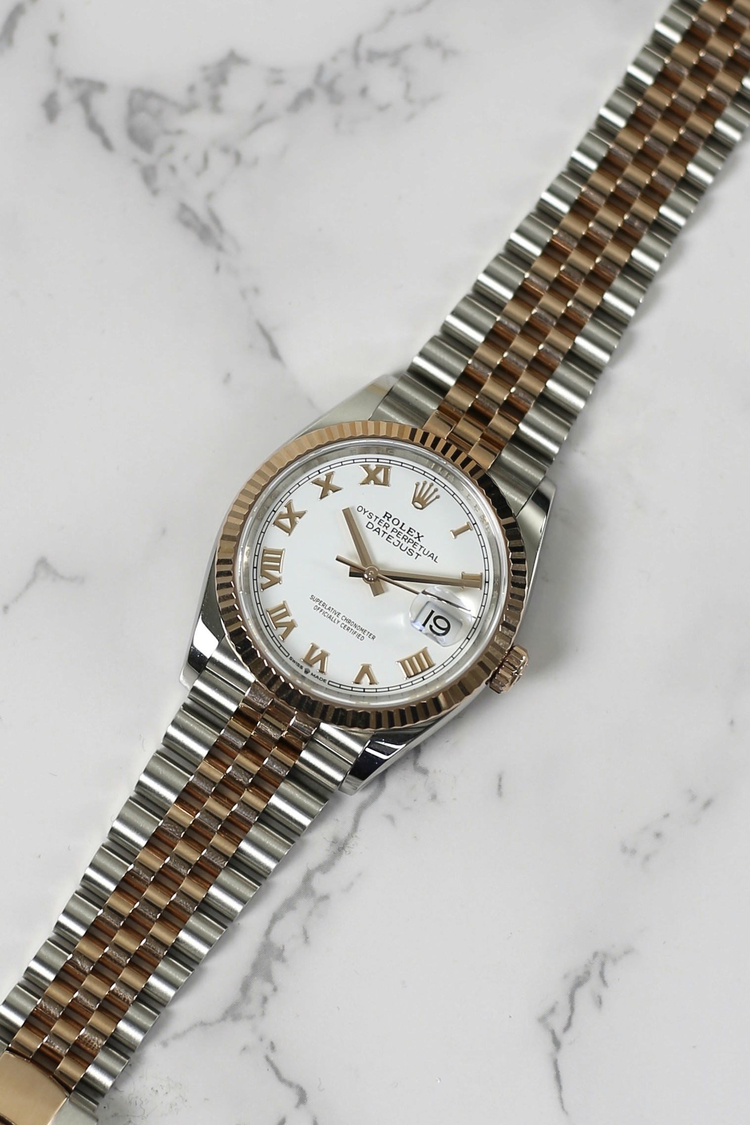 DATEJUST WHITE ROMAN (STEEL & EVEROSE GOLD)