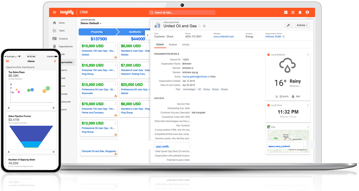 Insightly's product interface