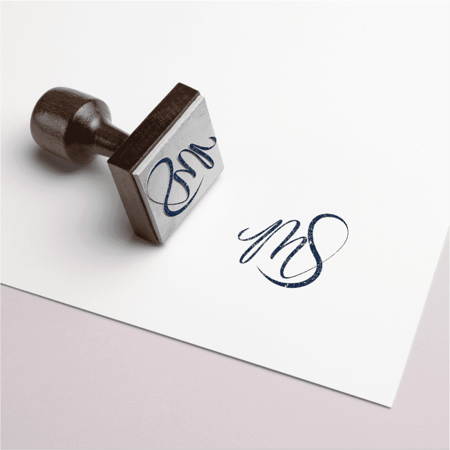 Logo on a stamp mockup.