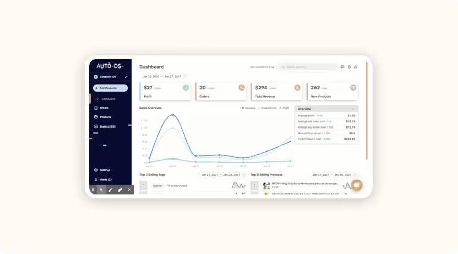 AutoDS dashboard 