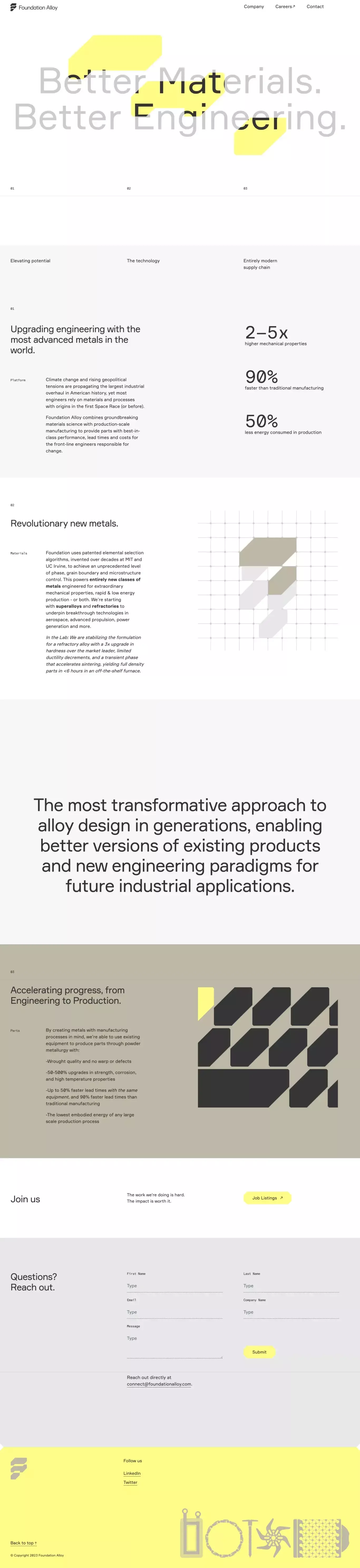 Foundation Alloy landing page screenshot showcasing Tech design
