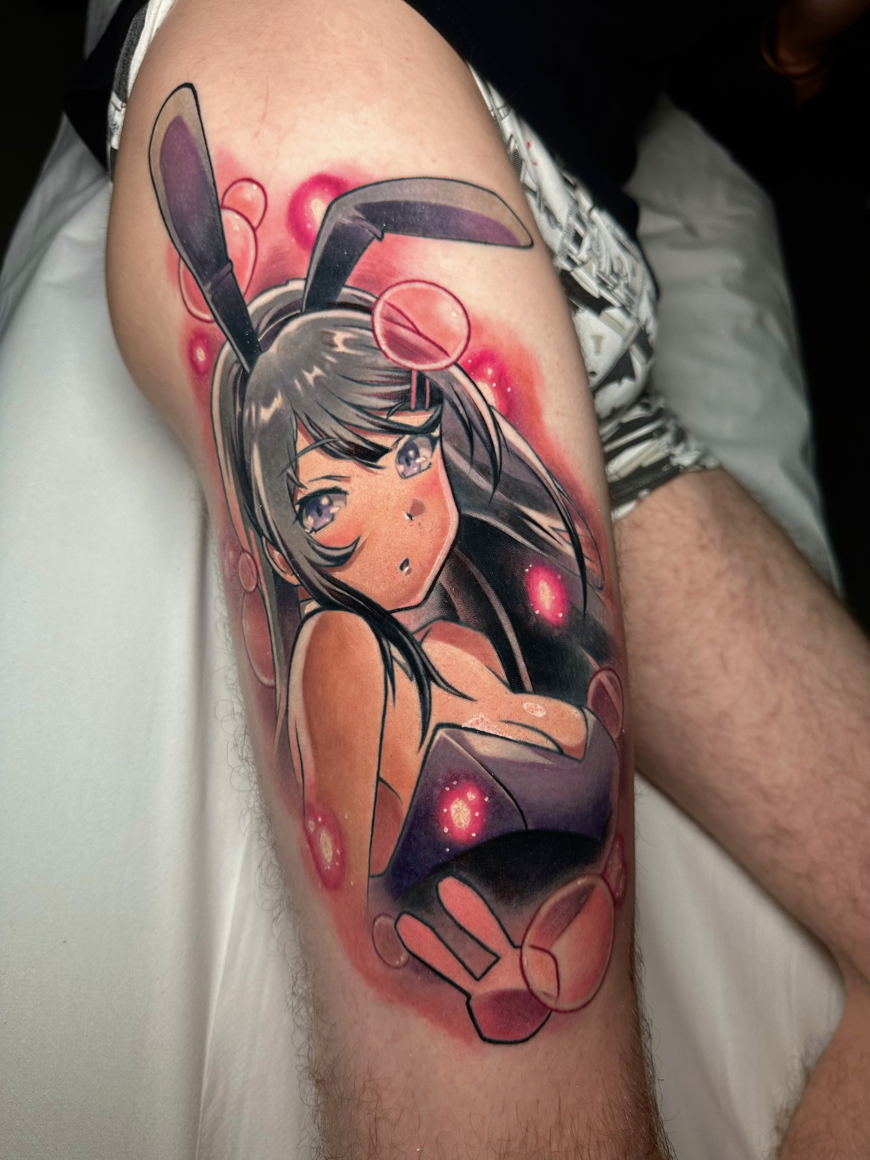 colorful mai sakurajuma anime tattoo  in wynthall birmingham in england