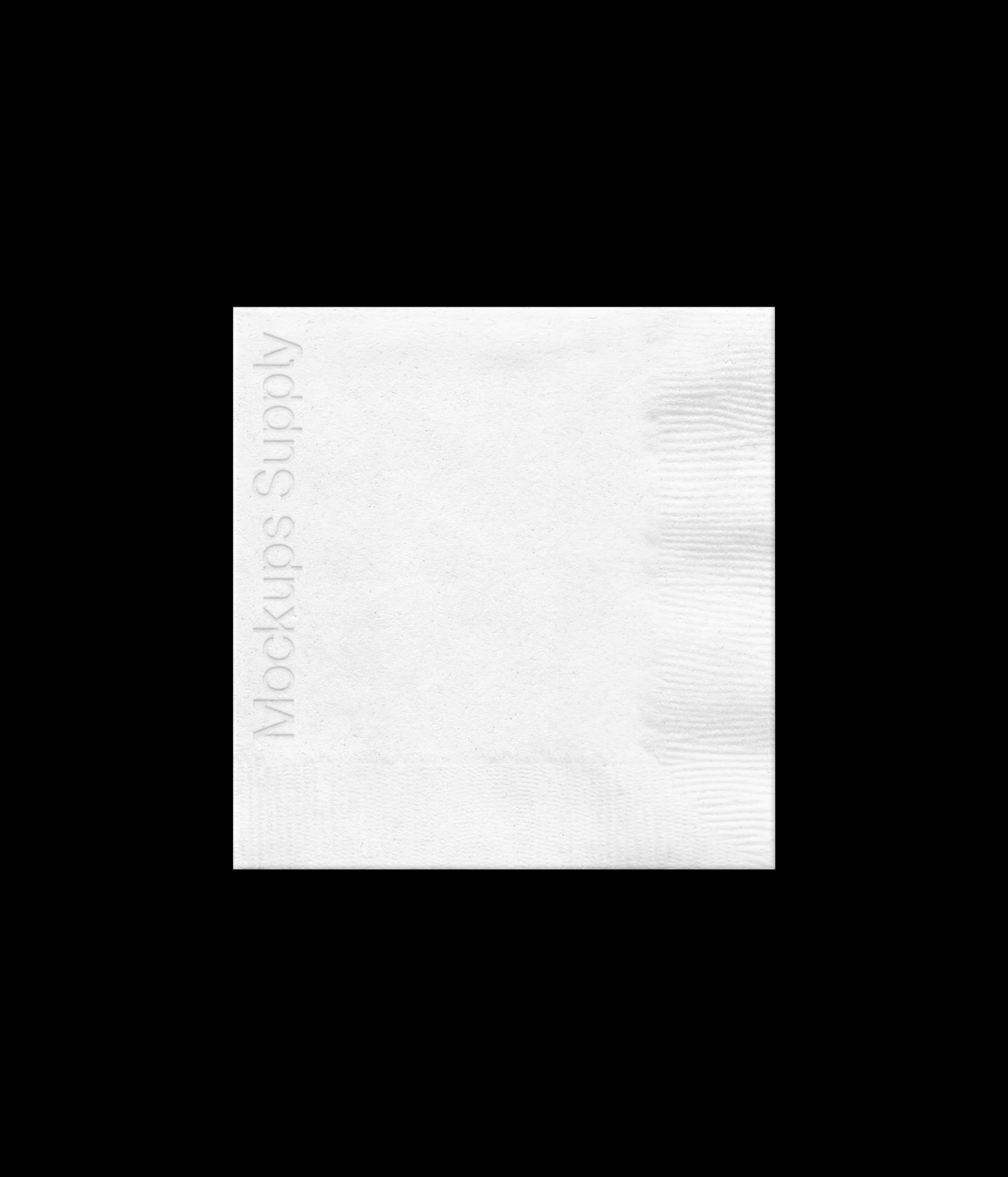 Square tissue paper mockup with debossed logo on soft folded surface