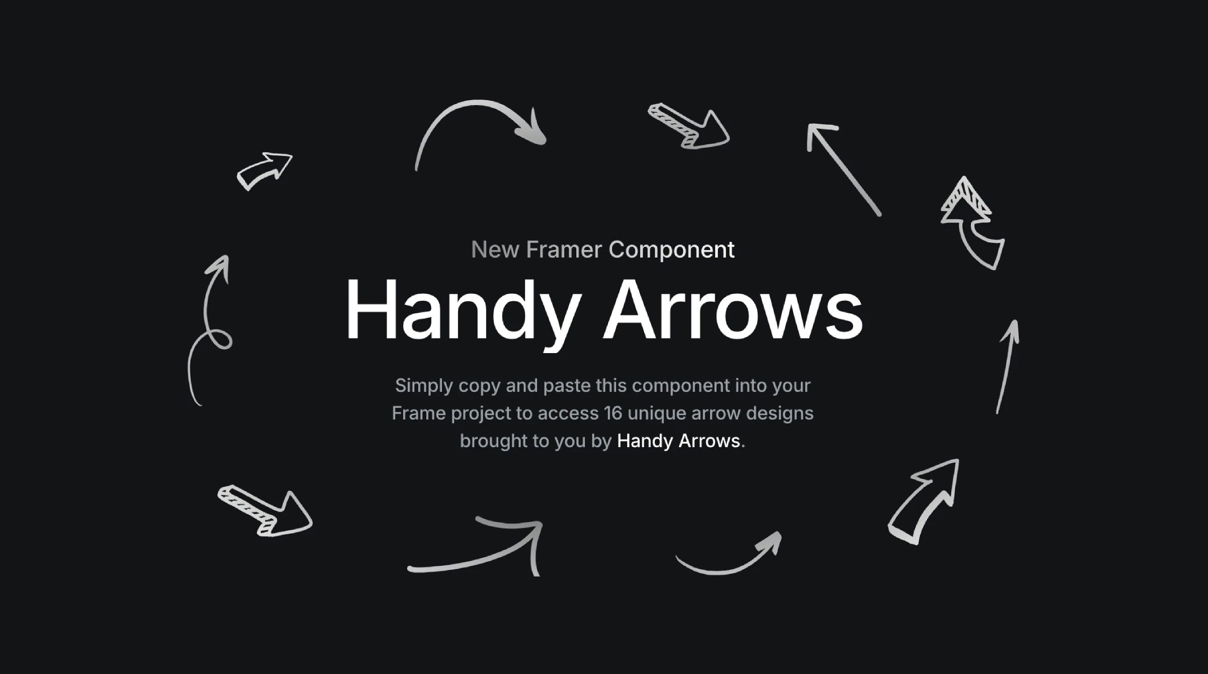 Handy Arrows component showcasing 16 unique arrow designs