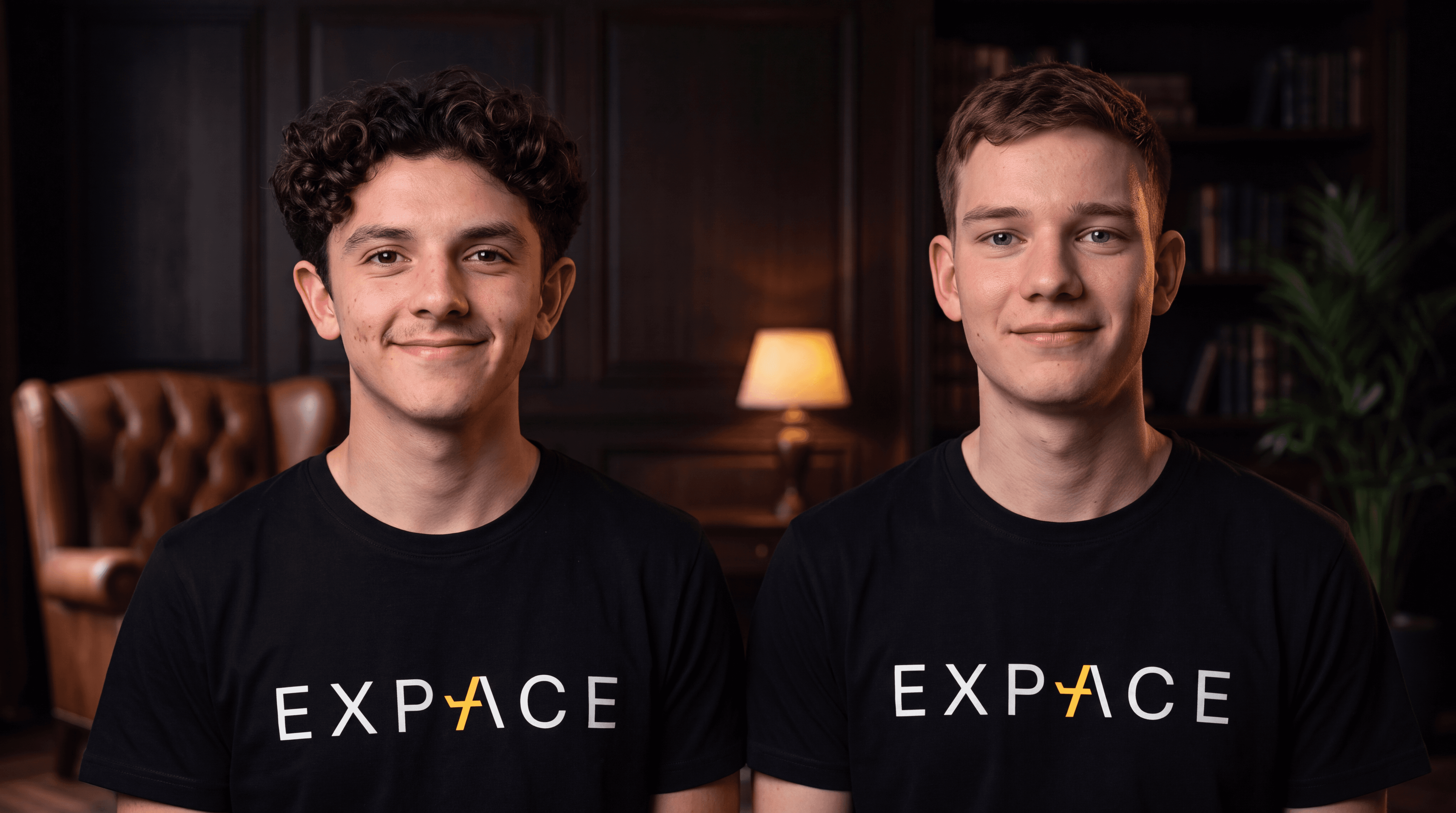 New Work-Study Students Expace Dark background black Expace t-shirt and front view