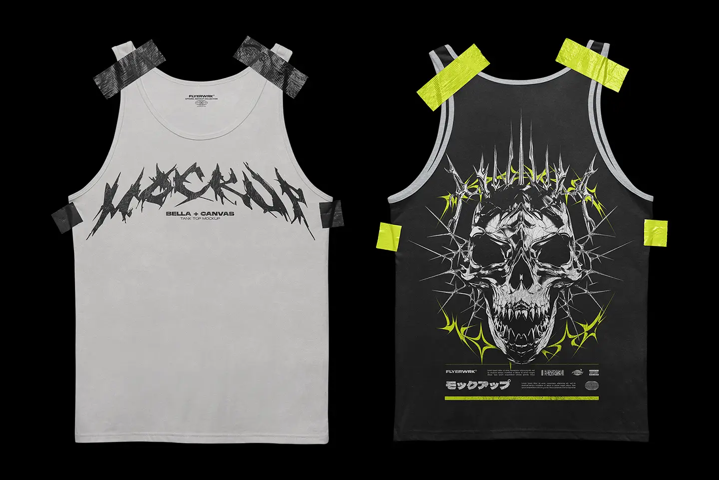 Bella+Canvas 3480 Tanktop Taped mockup showing front and back design preview