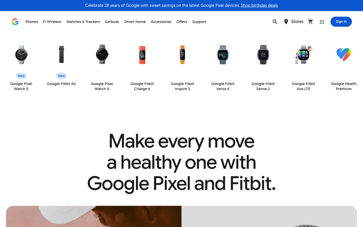 Fitbit product lineup on Google Store