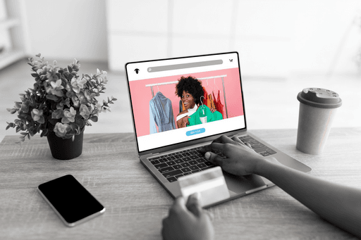 Person shopping online with a credit card, representing Profiled Nigeria’s e-commerce fraud prevention and digital verification solutions.