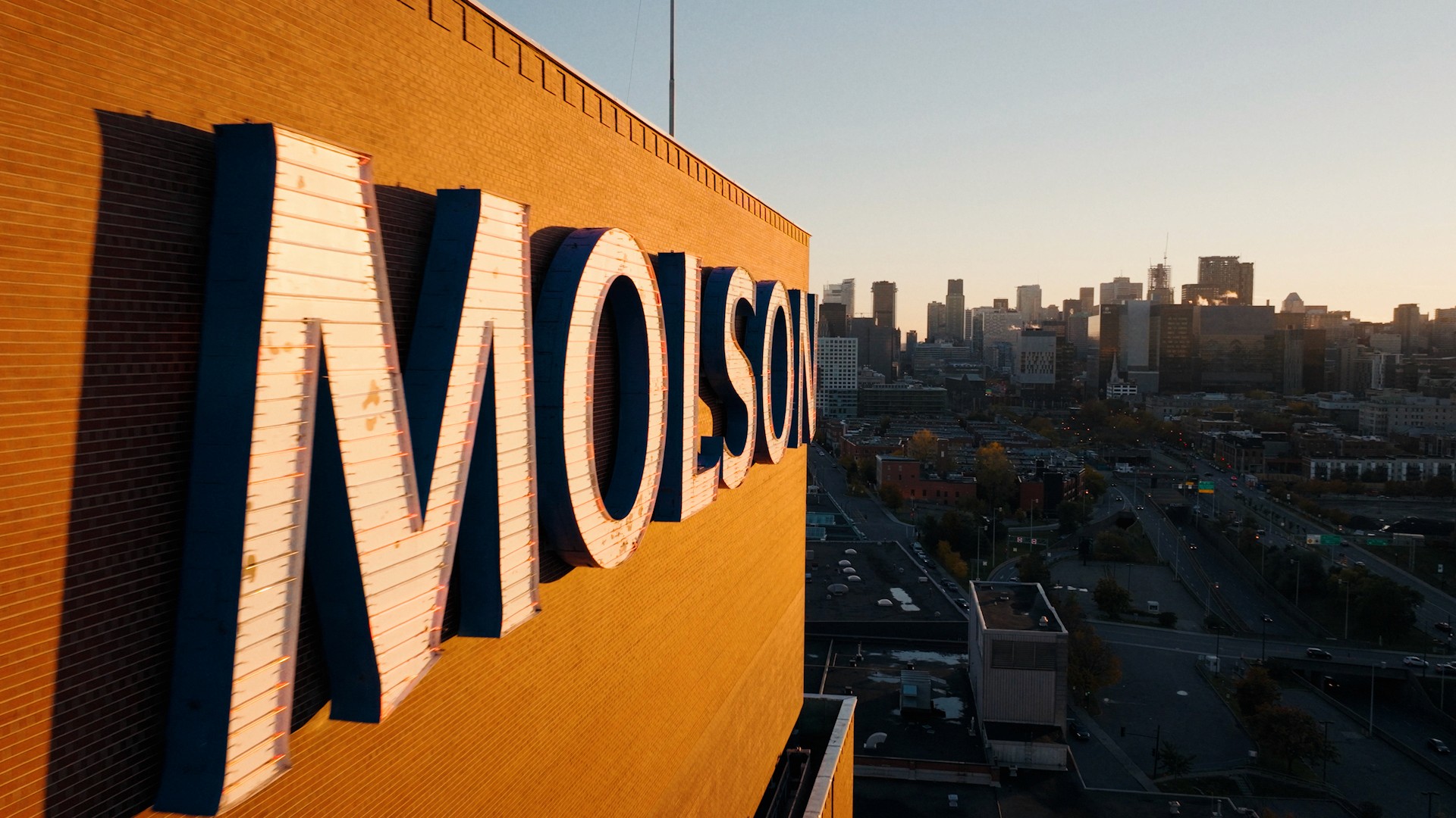 aerial view of the Molson building in Montreal