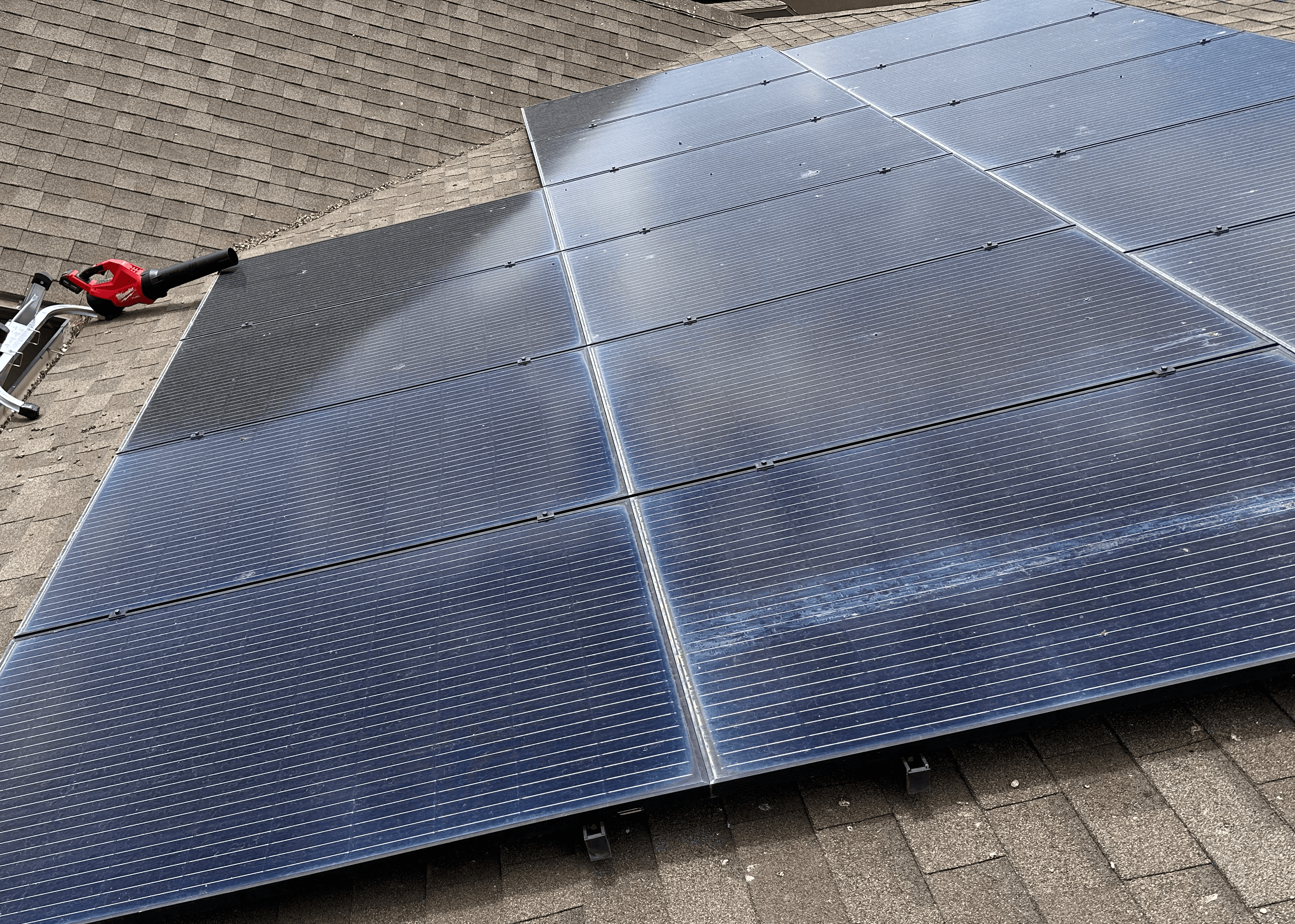 Home exterior with an existing solar installation