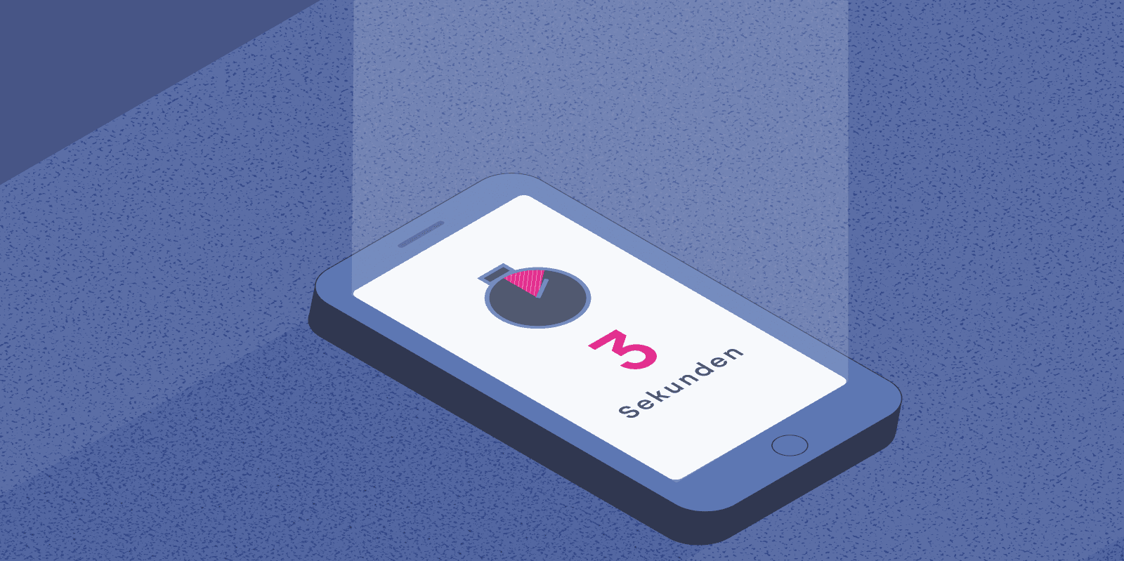Grafik eines Smartphones mit der Aufschrift '3 Sekunden' und einem Timer-Icon, das die 3-Sekunden-Regel im UX-Design darstellt.